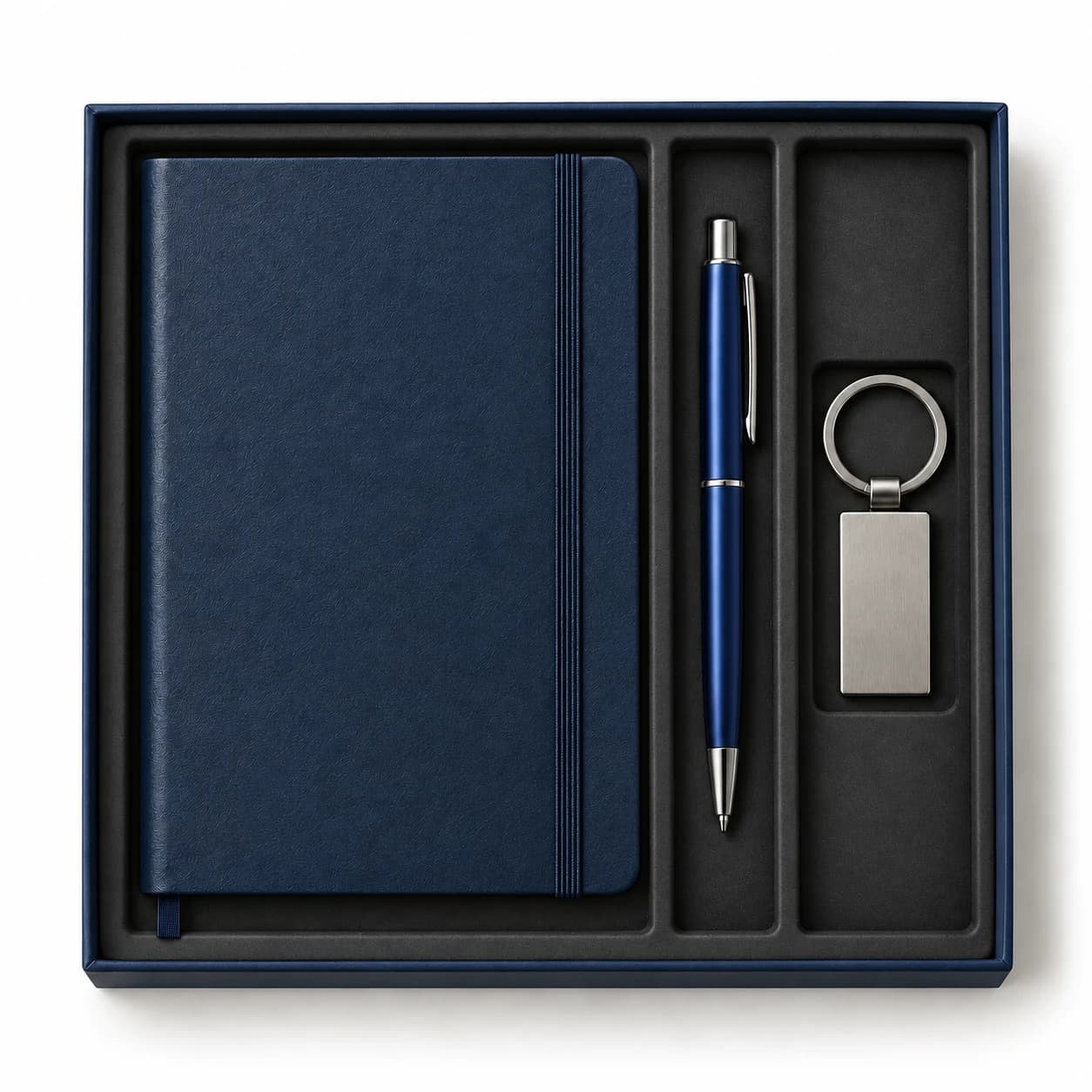Kit quaderno, penna e portachiavi