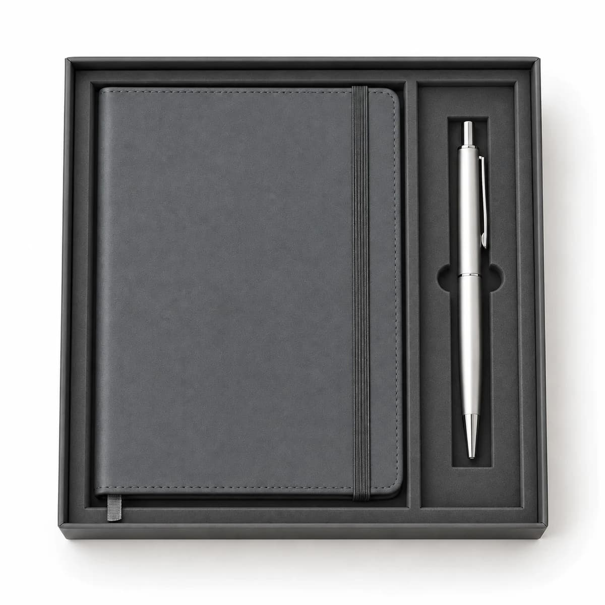 Kit quaderno e penna grigi