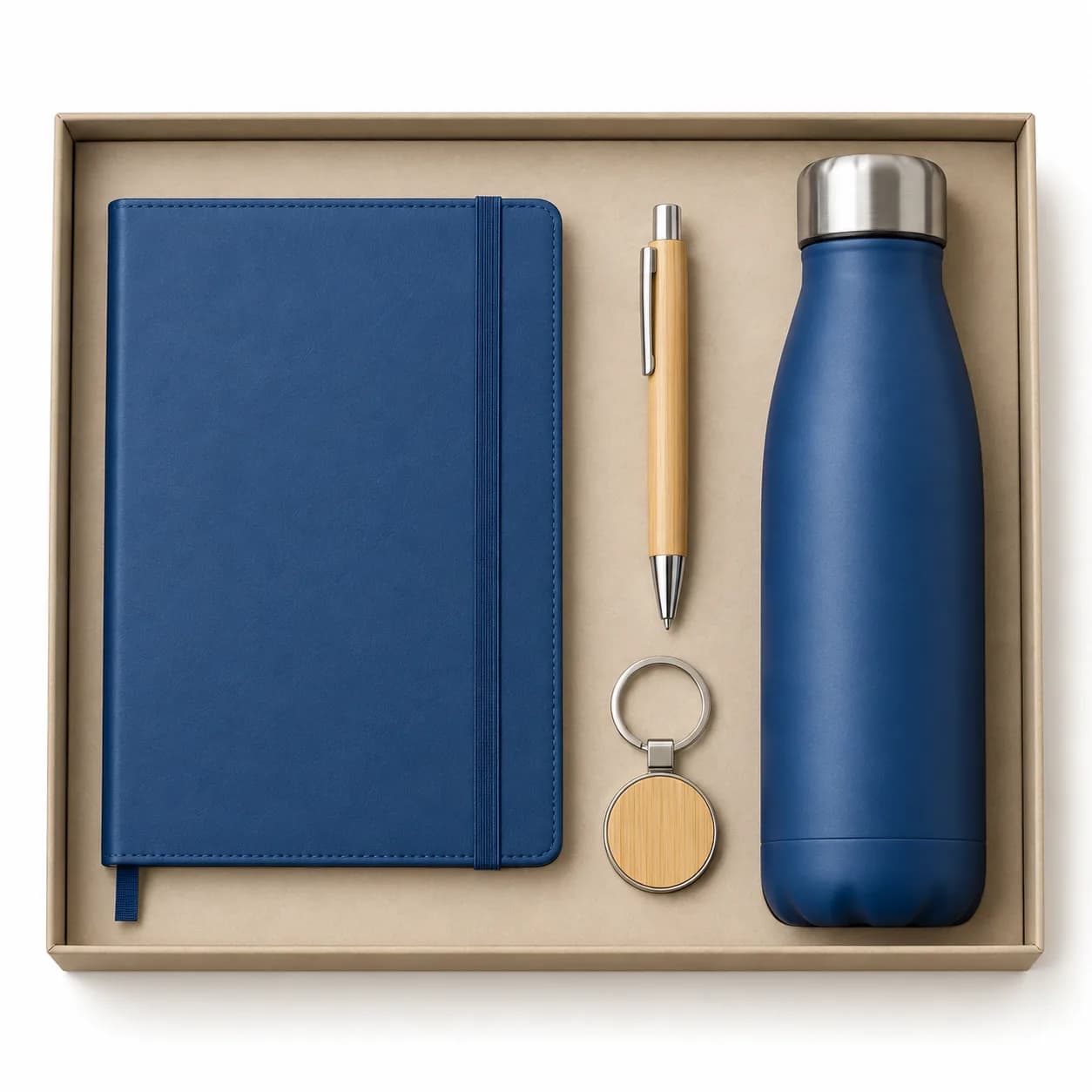 Kit blu con dettagli in legno