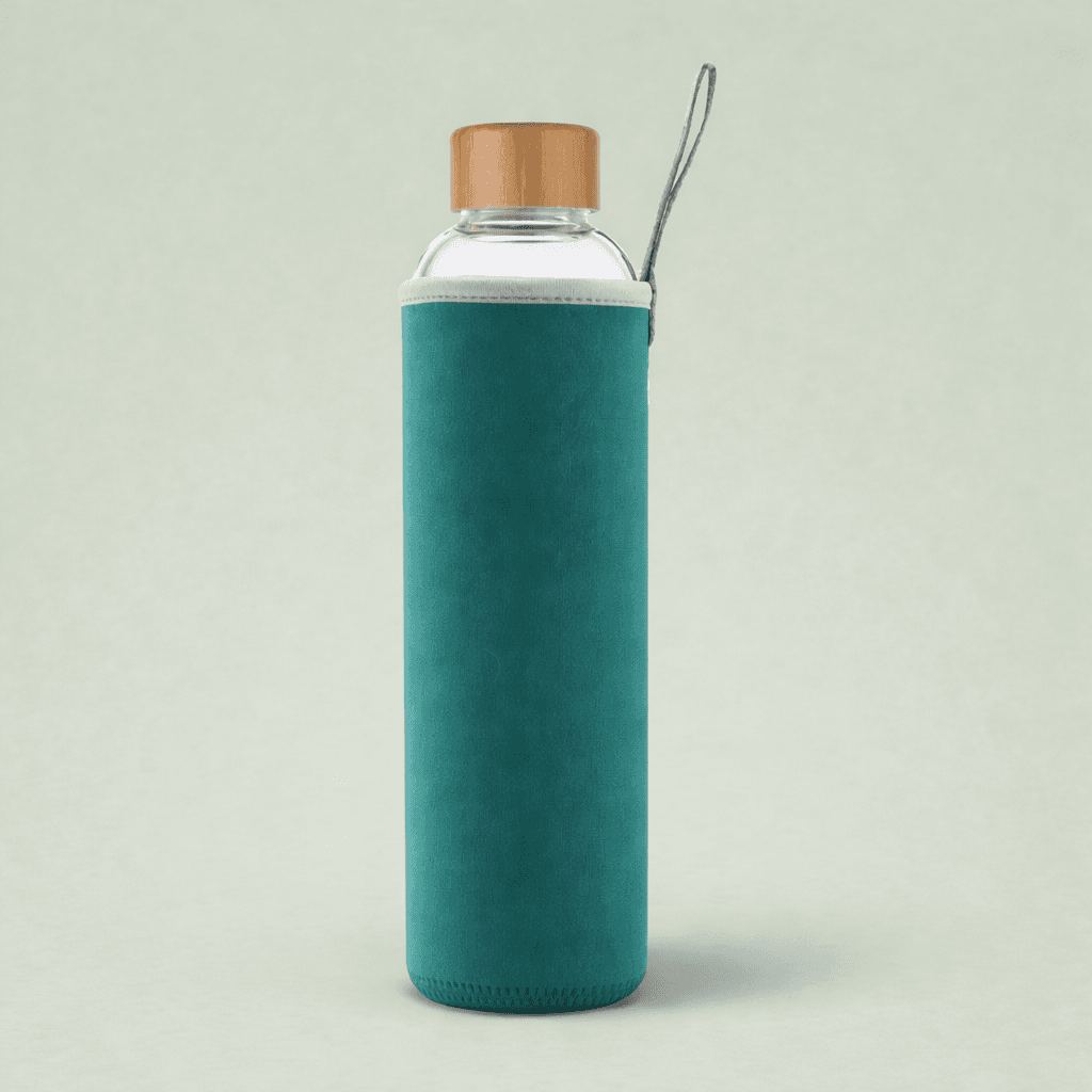 Bottiglia in Vetro Borosilicato con Tappo in Bambù