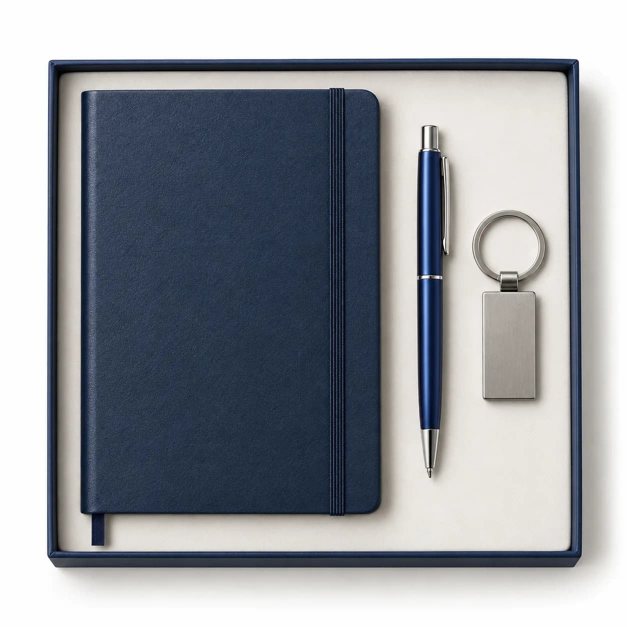 Kit quaderno, penna e portachiavi