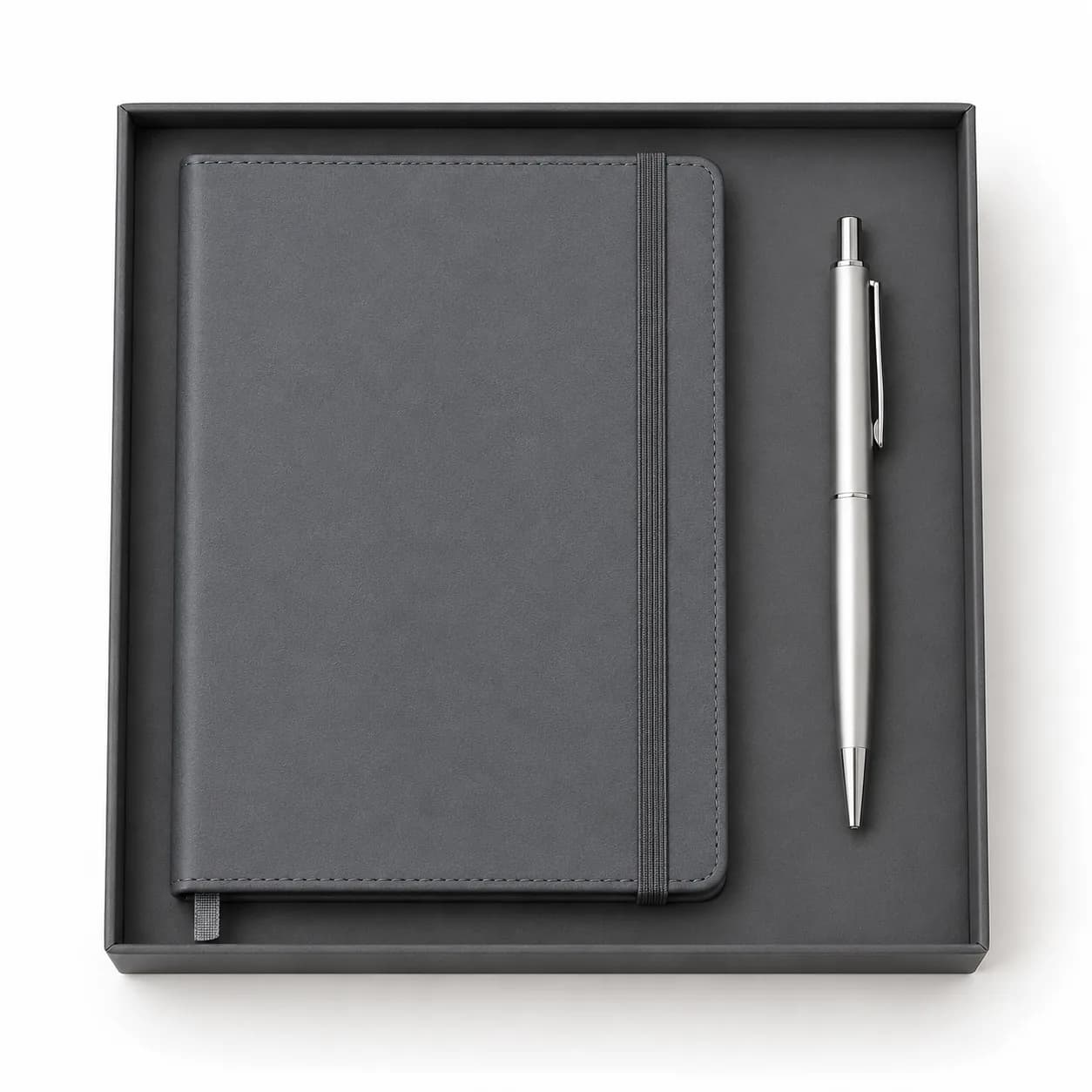 Kit quaderno e penna grigi